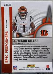 Back Of Card | Ja'Marr Chase [Green] Football Cards 2023 Panini Mosaic Epic Performers