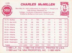 Back Side | Tom McMillen Basketball Cards 1986 Star