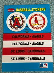 Angels/ Cardinals Baseball Cards 1987 Fleer Team Stickers Prices