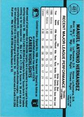 Back Of Card | Manny Hernandez Baseball Cards 1988 Donruss