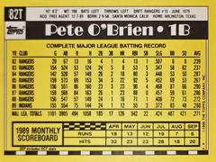 Rear | Pete O'Brien Baseball Cards 1990 Topps Traded Tiffany