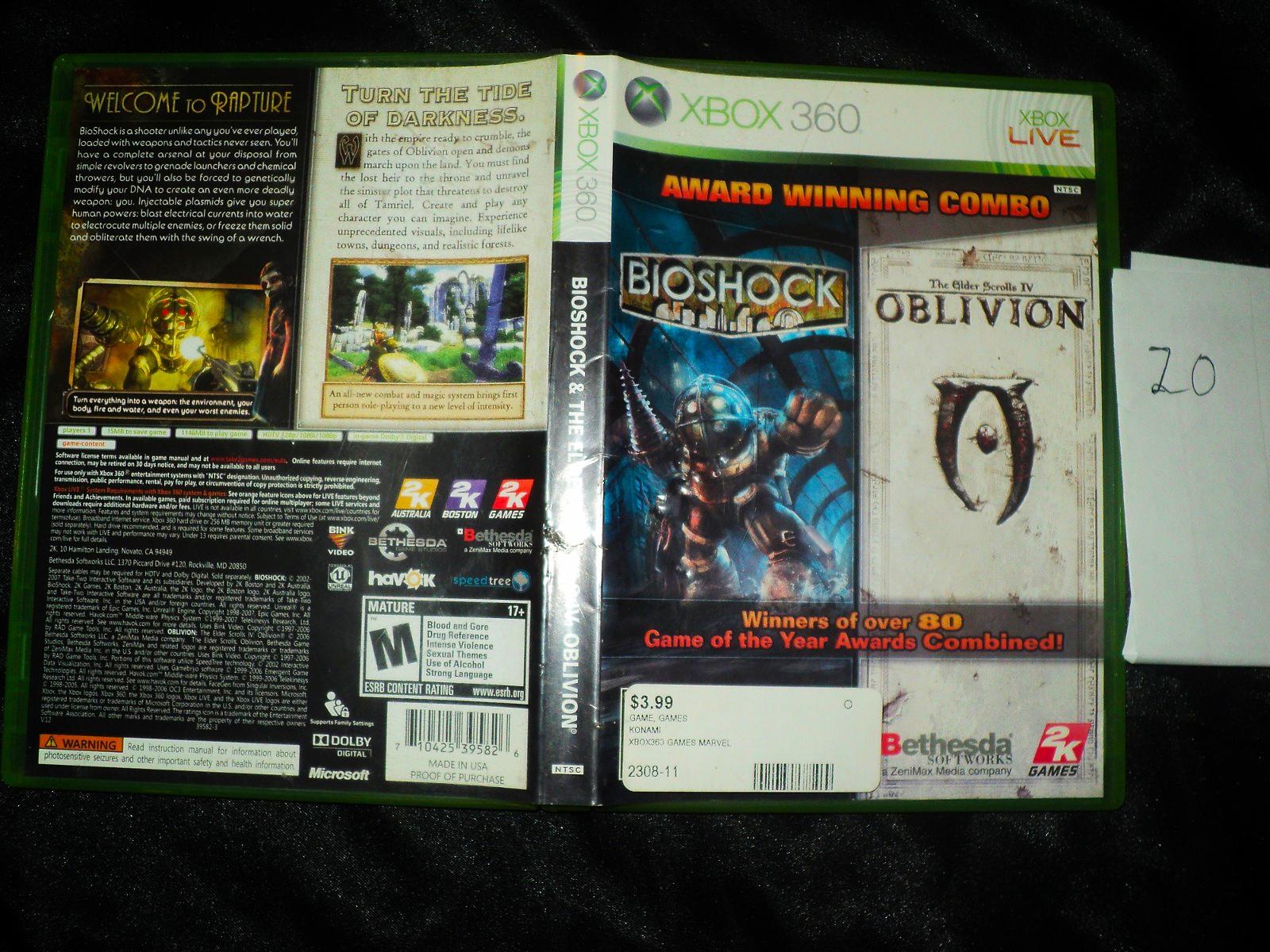 BioShock & Elder Scrolls IV: Oblivion | Item and Box only | Xbox 360