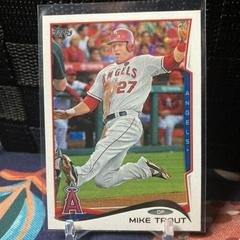 Mike Trout [No Sparkle on Cleat Blue Walmart Border] Baseball Cards 2014 Topps Prices