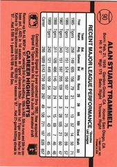 Back Of Card | Alan Trammell Baseball Cards 1990 Donruss