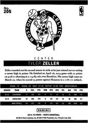 Back Of Card | Tyler Zeller Basketball Cards 2014 Panini Hoops