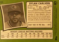 Rear | Dylan Carlson Baseball Cards 2020 Topps Heritage Minor League