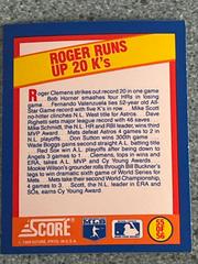 Roger Runs Up 20 K’s Baseball Cards 1989 Score Magic Motion Trivia A Year to Remember Prices