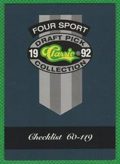 Checklist [Cards 60 to 119] #321 Football Cards 1992 Classic 4 Sport Prices