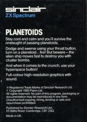 Rear Cover | Planetoids [ROM Cartridge] ZX Spectrum