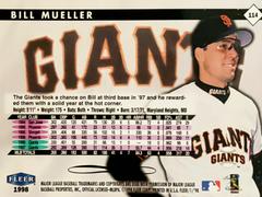 Rear | Bill Mueller Baseball Cards 1998 Fleer Tradition