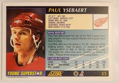 Back Of Card | Paul Ysebaert Hockey Cards 1992 Score Young Superstars
