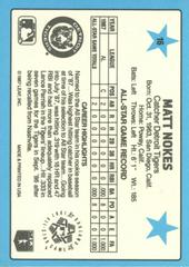 Reverse | Matt Nokes Baseball Cards 1988 Panini Donruss All Stars