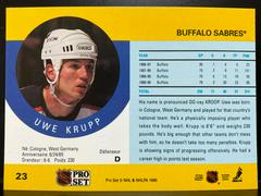Back | Uwe Krupp Hockey Cards 1990 Pro Set