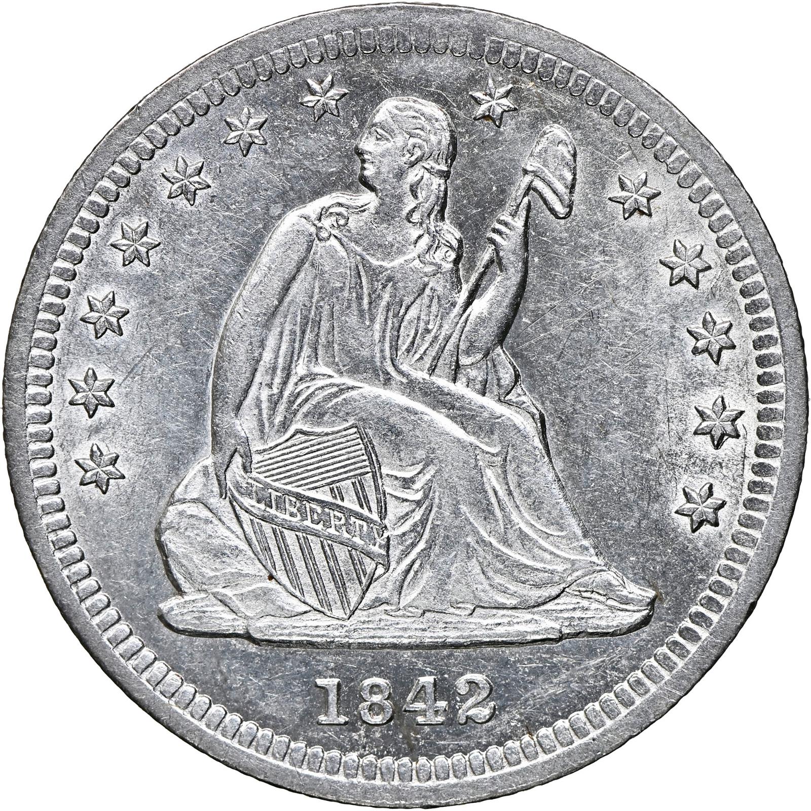 1842 O [SMALL DATE] Coins Seated Liberty Quarter