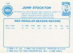 Back Side | John Stockton Basketball Cards 1986 Star