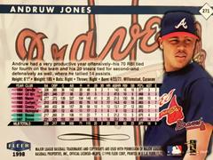 Rear | Andruw Jones Baseball Cards 1998 Fleer Tradition