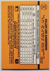 Back | Allan Anderson Baseball Cards 1990 Donruss
