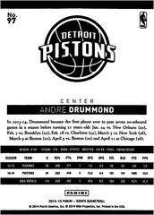 Back Of Card | Andre Drummond Basketball Cards 2014 Panini Hoops