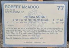 Back Of Card | Robert McAdoo Basketball Cards 1989 Collegiate Collection North Carolina