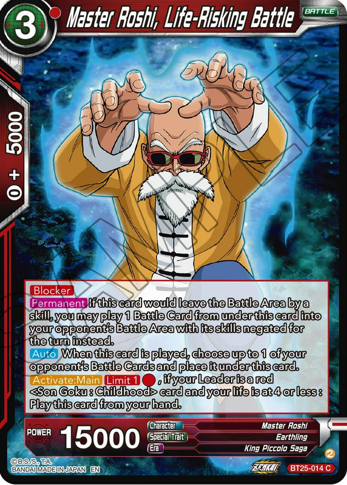 Master Roshi, Life-Risking Battle BT25-014 Dragon Ball Super Legend of the Dragon Balls