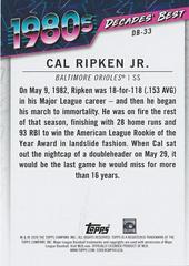 Back | Cal Ripken Baseball Cards 2020 Topps Update Decades' Best