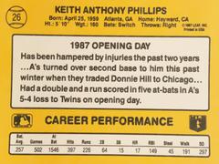 Rear | Tony Phillips Baseball Cards 1987 Donruss Opening Day
