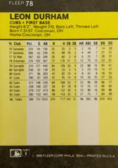 Rear | Leon Durham Baseball Cards 1986 Fleer Mini