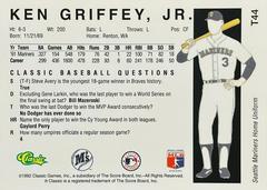 Card Back | Ken Griffey Jr. [Series II] Baseball Cards 1992 Classic