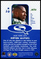 Back Of Card | Adrian Murrell [Blue] Football Cards 1998 Upper Deck UD Choice Starquest