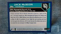 Back  | Jack McKeon Manager Baseball Cards 2003 Topps Traded