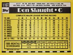 Rear | Don Slaught Baseball Cards 1990 Topps Traded Tiffany