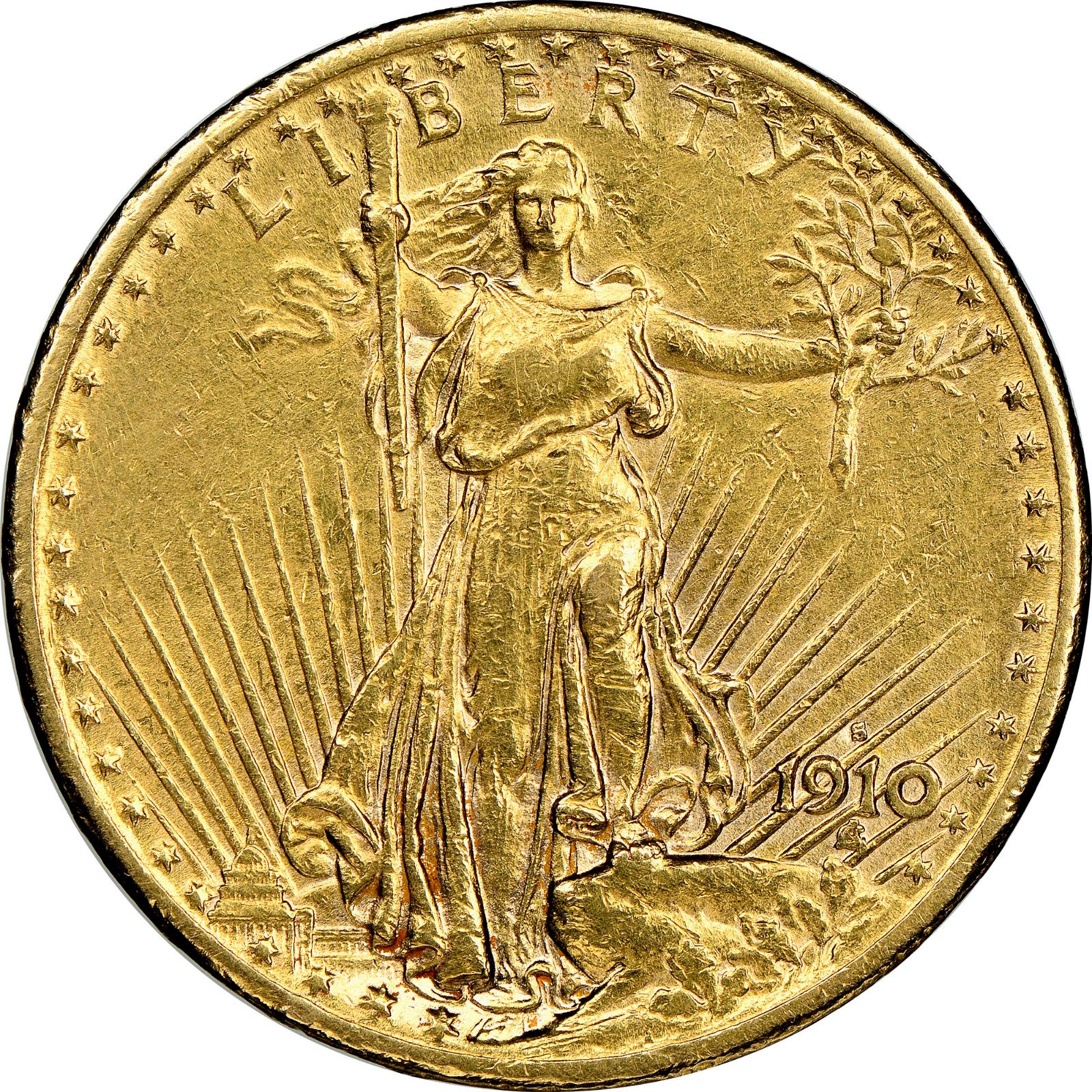 1910 S Coins Saint-Gaudens Gold Double Eagle