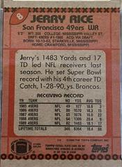 Back | Jerry Rice [Disclaimer Back] Football Cards 1990 Topps