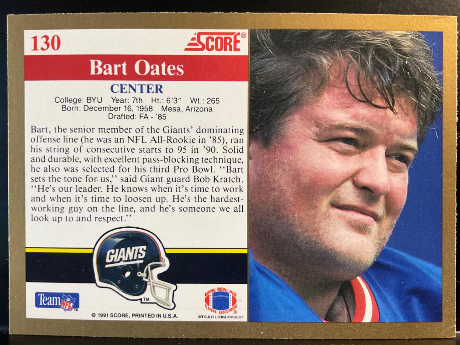 Bart Oates 130 Prices 1991 Score Football Cards