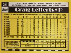 Rear | Craig Lefferts Baseball Cards 1990 Topps Traded Tiffany