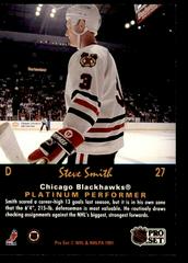 Back Of Card  | Steve Smith Hockey Cards 1991 Pro Set Platinum
