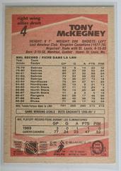 Backside | Tony McKegney Hockey Cards 1989 O-Pee-Chee