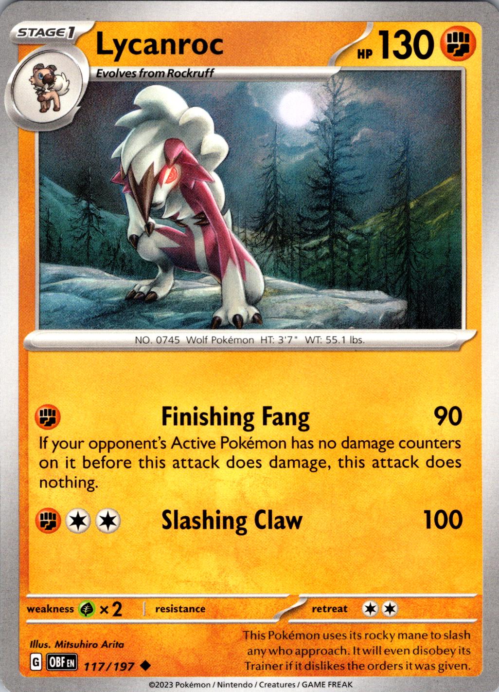 Lycanroc 117 prices pokemon obsidian flames pokemon cards