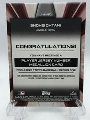 Back Of Card | Shohei Ohtani Baseball Cards 2022 Topps Player Jersey Number Medallion Relics