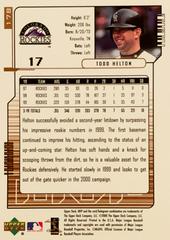 Rear | Todd Helton Baseball Cards 2000 Upper Deck MVP