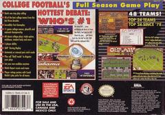 Bill Walsh College Football - Back | Bill Walsh College Football Super Nintendo