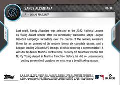 Back | Sandy Alcantara Baseball Cards 2022 Topps Now Off Season