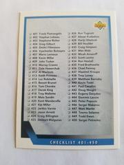 Checklist #490 Hockey Cards 1993 Upper Deck Prices