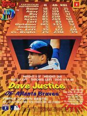 Rear | David Justice Baseball Cards 1995 Topps DIII