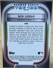 Back | Nick Lodolo [Aqua Refractor] Baseball Cards 2021 Bowman Scout’s Top 100