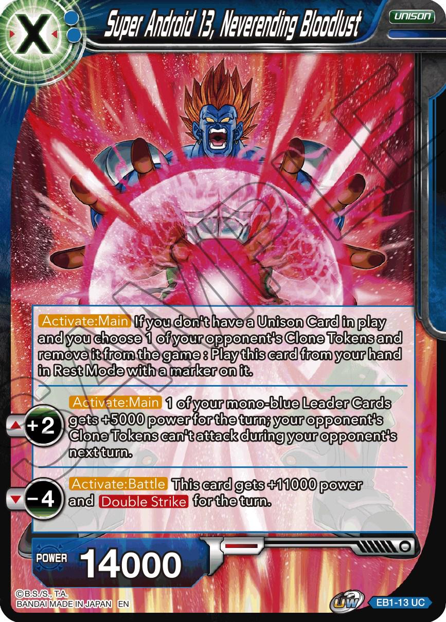 Super Android 13, Neverending Bloodlust EB1-13 Dragon Ball Super Battle Evolution Booster