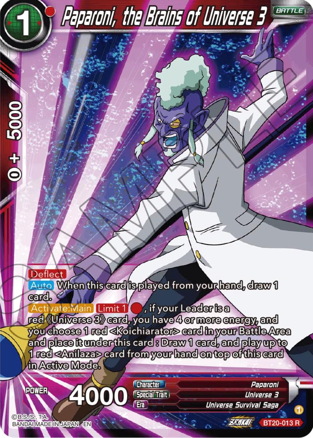 Paparoni, the Brains of Universe 3 [Foil] BT20-013 Dragon Ball Super Power Absorbed