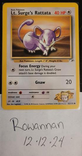 Lt. Surge's Rattata #82 photo