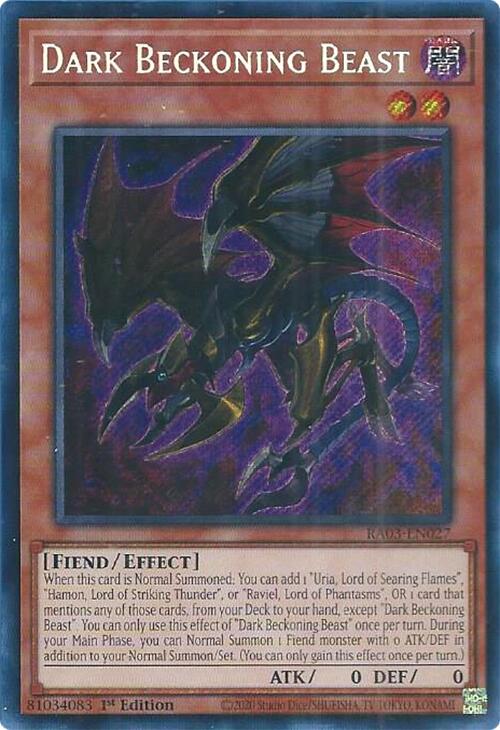 Dark Beckoning Beast [Quarter Century Secret Rare] RA03-EN027 YuGiOh Quarter Century Bonanza