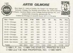Back Side | Artis Gilmore Basketball Cards 1986 Star